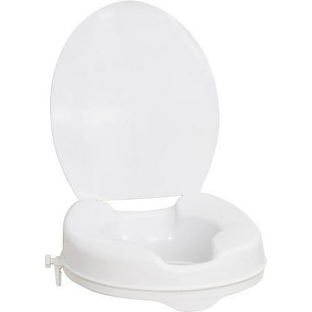 AquaSense Raised Toilet Seat with Lid, White, 2"