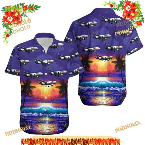 Fedex Express Boeing 777-f28 Summer Hawaiian Shirt