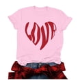thumbnail image 3 of Fartey Valentine's Day Crewneck T-Shirt fro Women Cute Love Heart Garphic Tees Loose Fit Short Sleeve Party Tops Fashion Holiday Shirt Pink S-3XL, 3 of 5