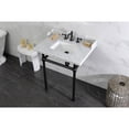 thumbnail image 3 of Kingston Brass LMS30MBSQ0 Pemberton 30" Carrara Marble Console Sink with Brass Legs (8-Inch, 3-Hole), Carrara Marble White/Matte Black, 3 of 8
