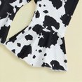 thumbnail image 4 of Xudanell Summer Outfits for Girls Cow Print Baby Girl Short Sleeve Romper Flared Bell Bottom Pants Bow Set Red 0-3 Months, 4 of 6