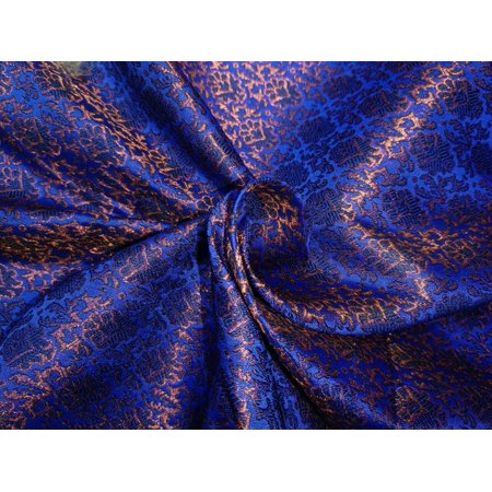 Silk Brocade Fabric 56" wide BRO822 available in two colors royal blue and copper brown