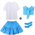 thumbnail image 5 of Bixock Toddler Girls Skirt Set School Uniform 2 Piece Outfit,Girls Performance Uniform Short Sleeve Crew Neck Top Skirt Shawl Socks 4 Piece Class Photo for 3-13 Years Kids Clothings, 5 of 7