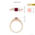 thumbnail image 5 of ANGARA Natural Cushion Ruby and Half Moon Diamond Leaf Ring in 14K Rose Gold for Women (Size-5mm) | July Birthstone, Birthday, Anniversary, Jewelry Gift for Women | Natural Ruby Ring, 5 of 9