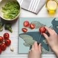 thumbnail image 3 of Whale Cutting Board, Whale Hovering on Sky Clouds Animal Fish Marine Life Nautical Sea Graphic Art, Decorative Tempered Glass Cutting and Serving Board, Large Size, Beige Slate Blue, by Ambesonne, 3 of 5