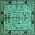 thumbnail image 1 of Ahgly Company Machine Washable Indoor Square Oriental Turquoise Blue Traditional Area Rugs, 7' Square, 1 of 4