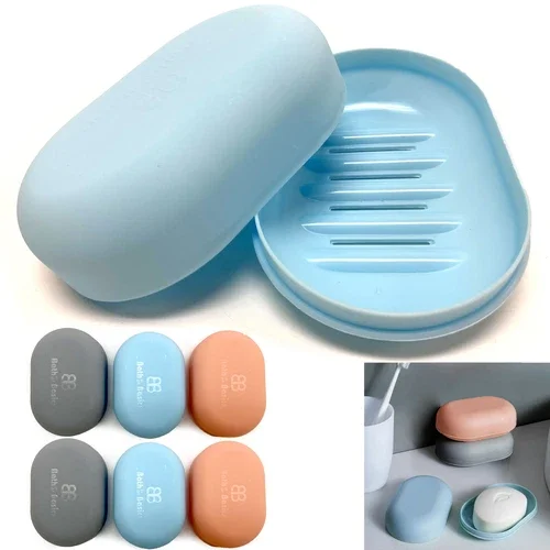6Pc Soap Dispenser Dish Case Holder Container Box For Bathroom Travel Carry Case