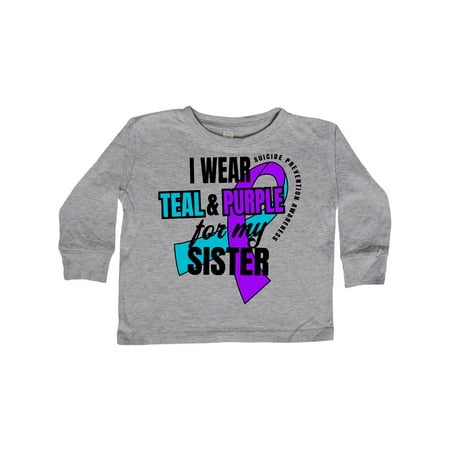 

Inktastic Suicide Prevention I Wear Teal and Purple for My Sister Gift Toddler Boy or Toddler Girl Long Sleeve T-Shirt