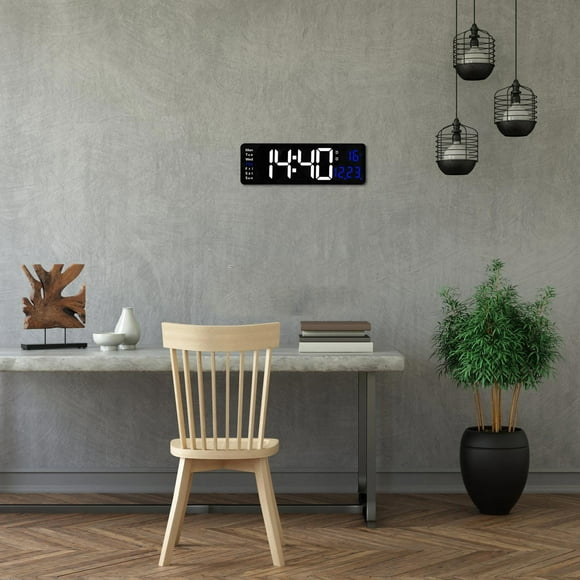 WIFKLSIIPG Large LED Digital Wall Clock Temperature Date Day Display USB Remote Control