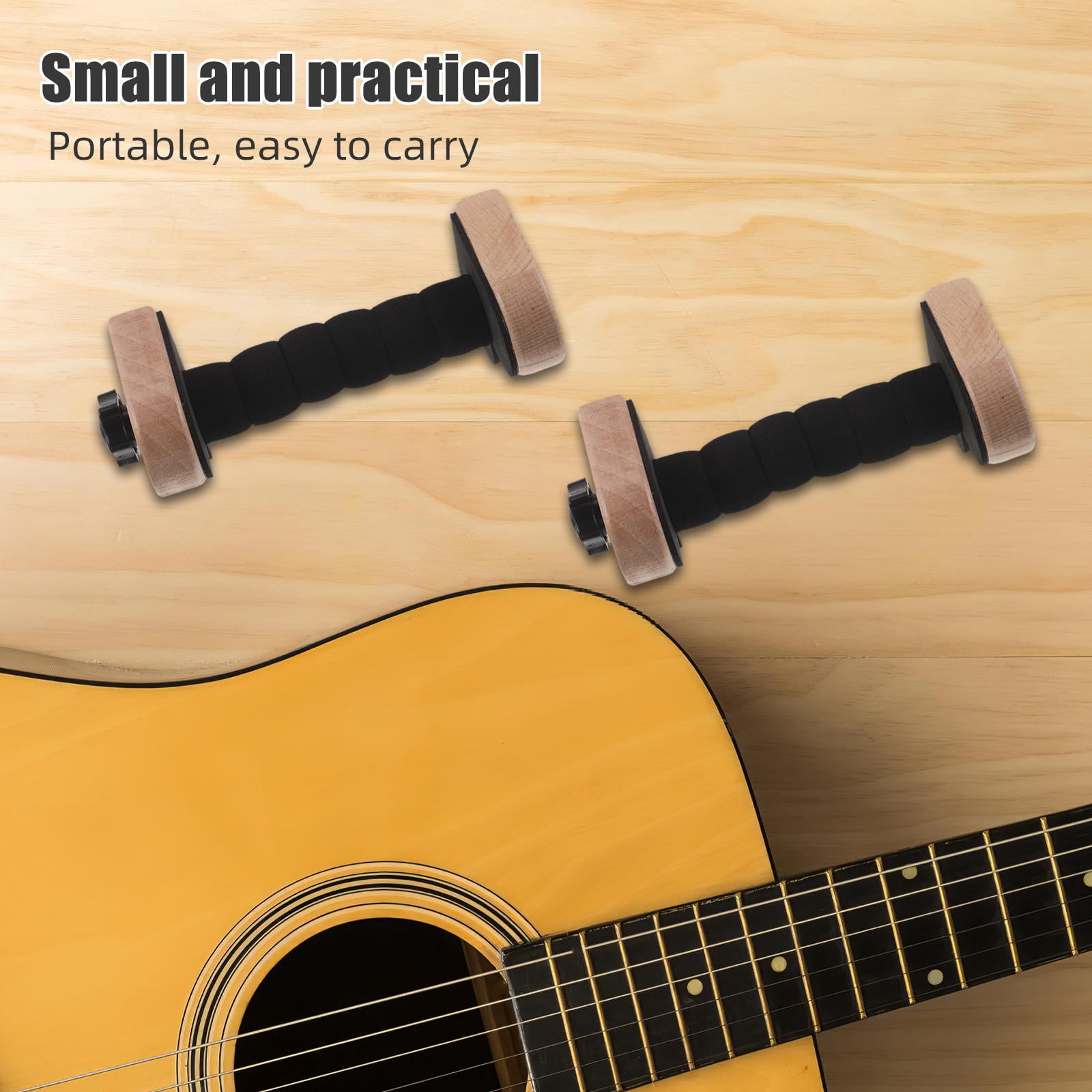 DEEPCRAFF 2Pcs Adjustable Beech Wood Acoustic Guitar Stands Khaki Vertical Guitar Holder Rack for Display