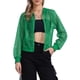 thumbnail image 1 of Chaqueta con puños acanalados INSPIRE CHIC para mujeres, sudadera, chaqueta bomber de malla, color verde, 1 of 6