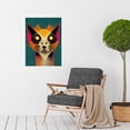 thumbnail image 2 of Multicoloured Retro Cyborg Cat Hybrid In Teal Background Large Wall Art Poster Print Thick Paper 18X24 Inch, 2 of 4