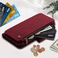 thumbnail image 5 of PU Leather Wallet Case for Motorola Moto G Power 2025/2026 6.8",9-Card Holder, Zipper Bills Slot, Magnetic Shoulder Strap & Wristlet Cover,Wine Red, 5 of 10
