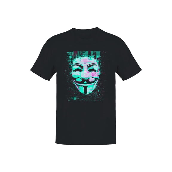 Hacktivist Anonymous Glitch Art Black Men's T-shirt