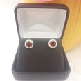 thumbnail image 2 of Dazzlingrock Collection 10K 6 MM Each Cushion Garnet & Round White Diamond Ladies Halo Style Stud Earrings, White Gold, 2 of 5