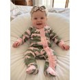 thumbnail image 6 of Cenuakty Infant Baby Girls Footed Romper Long Sleeve Camo Jumpsuit with Headband, 6 of 9
