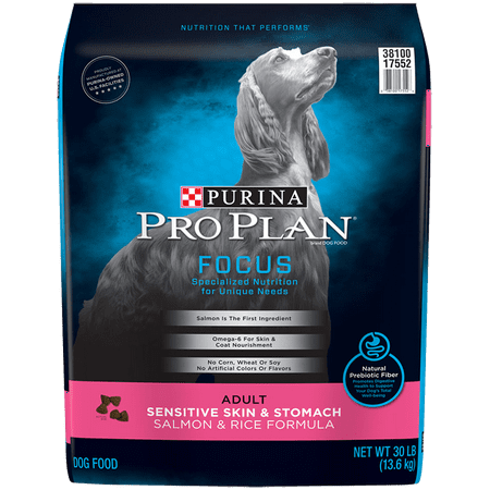 Purina Pro Plan Sensitive Stomach Dry Dog Food; FOCUS Sensitive Skin & Stomach Salmon & Rice Formula - 30 lb. (Best Dog Food For Labs With Skin Allergies)