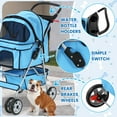 thumbnail image 2 of Dkelincs 4 Wheels Pet Stroller Folding Cat Dog Stroller Travel Carrier with Cup Holder & Storage Basket, Blue, 2 of 7