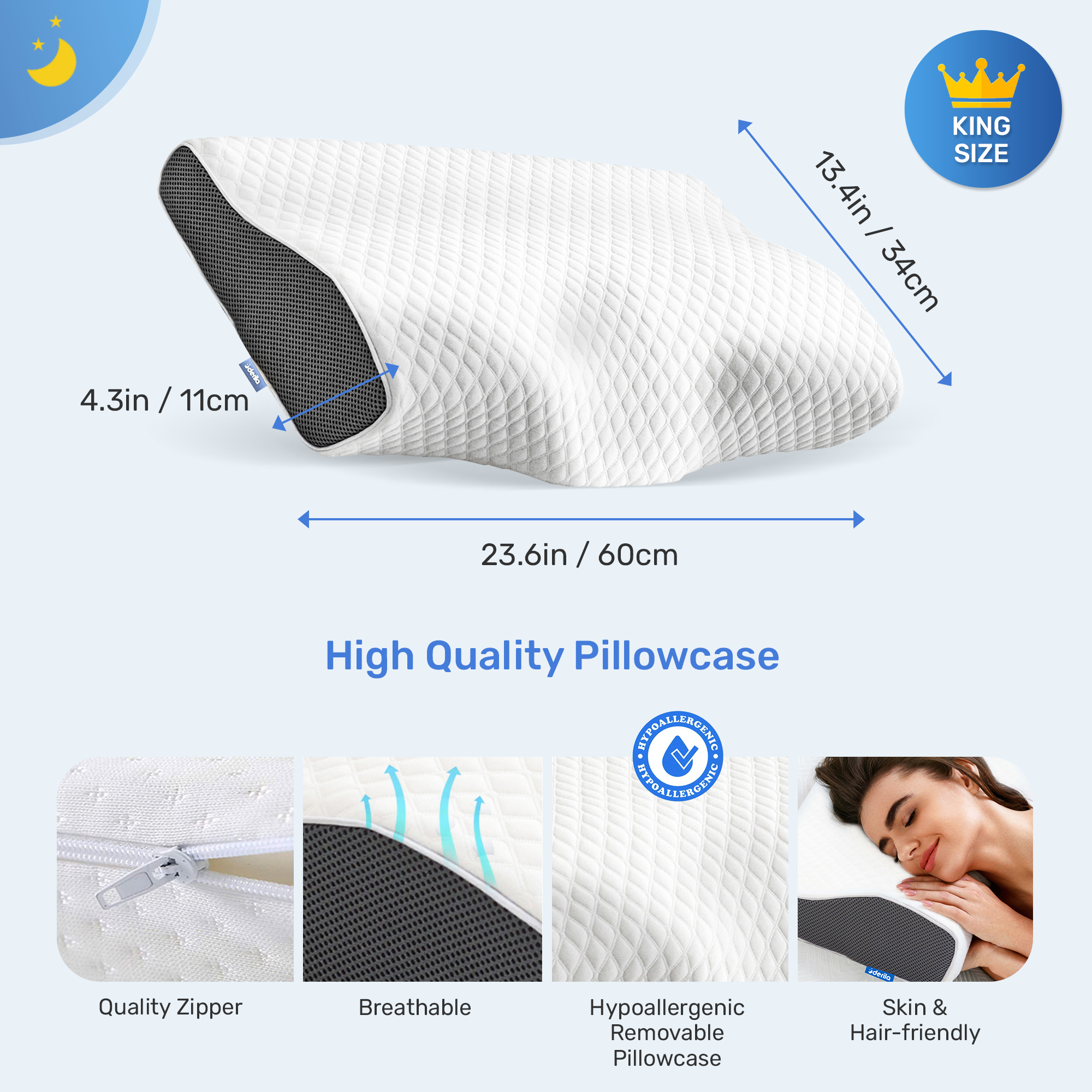 Derila King Size Cervical Memory Foam Pillow photo 8