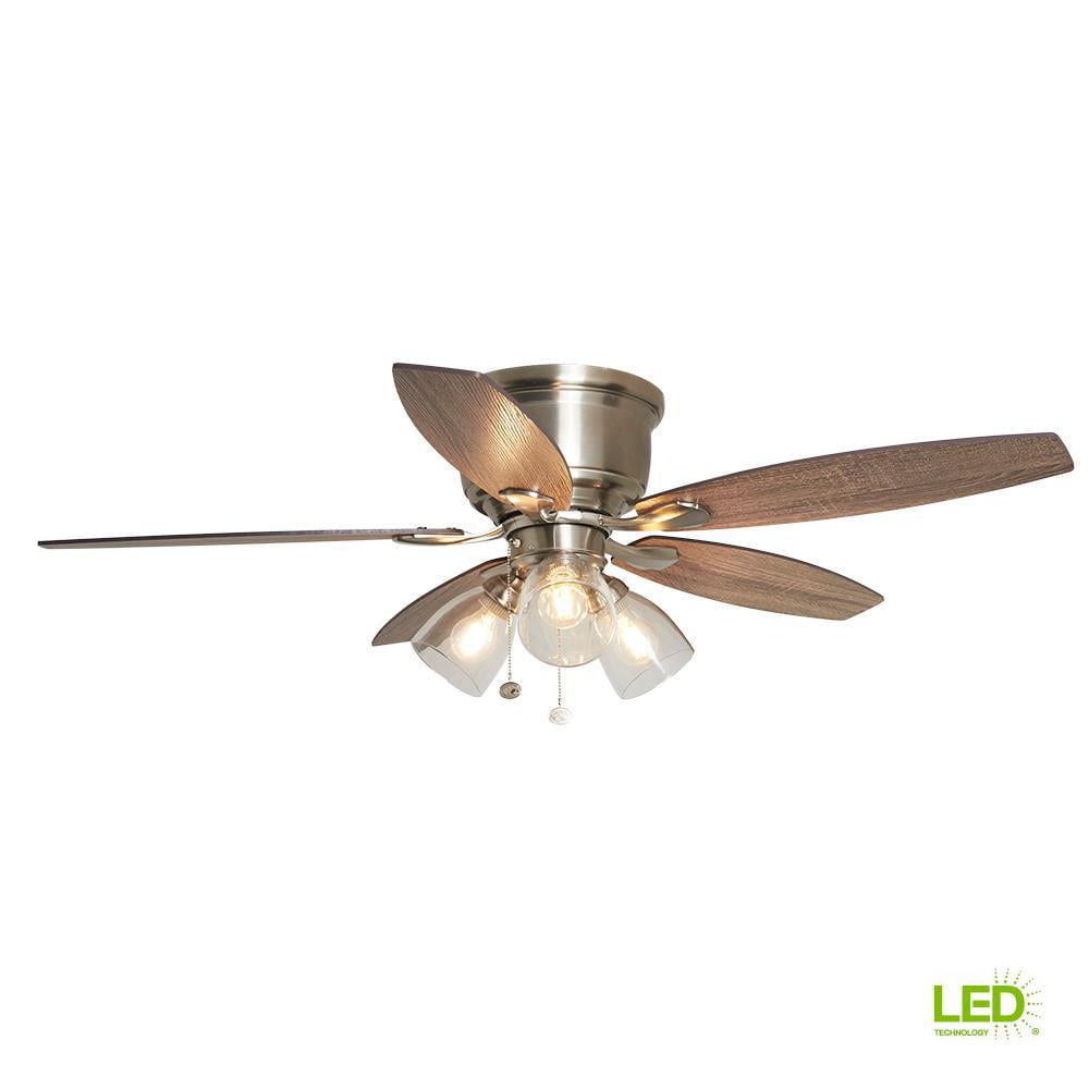 Hampton Bay Stoneridge 52 in. LED Brushed Nickel Hugger Ceiling Fan