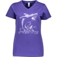 thumbnail image 3 of Inktastic Great White Shark Jumping in White Women's V-Neck T-Shirt, 3 of 5