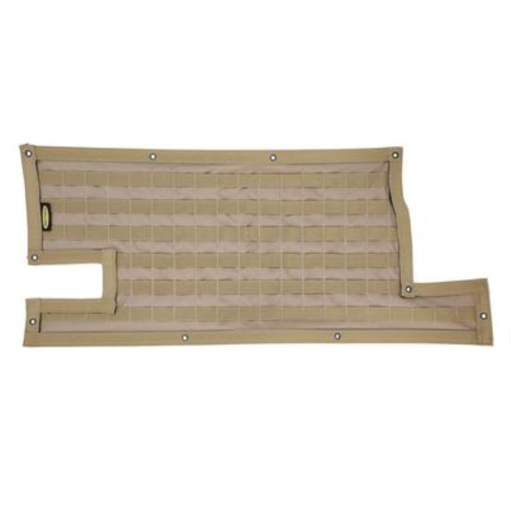 KarParts360 For Jeep Wrangler 1997-2006 Gear Tailgate Cover | Coyote Tan | 600 Denier Polyester With PVC Liner | 2 Large Storage Pouches | Interchangeable With Pals/Molle Pouches | TJ/LJ