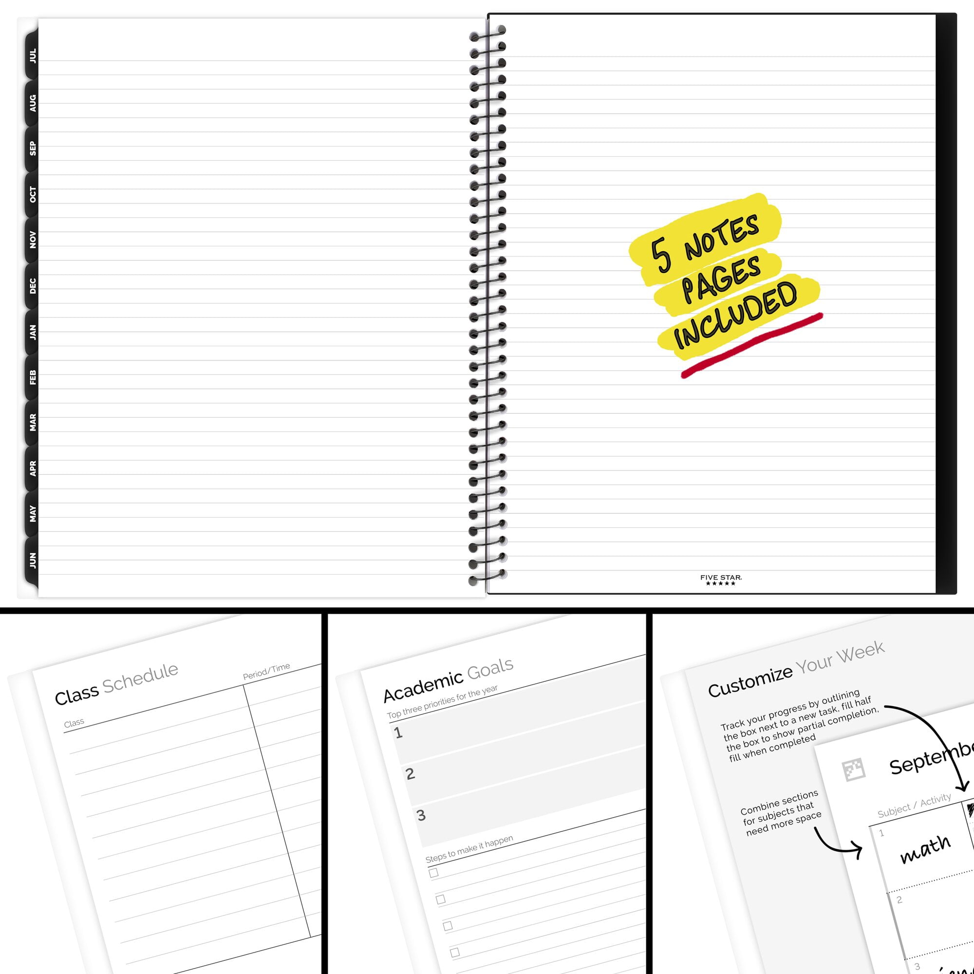 Five Star Graphics Academic 2026-2027 Weekly Monthly Student Planner Plus Study