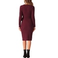 thumbnail image 3 of INSPIRE CHIC Women's 2024 Fall Winter Long Sleeve Tie Waist Bodycon Knit Wrap Sweater Dress XL Burgundy, 3 of 6