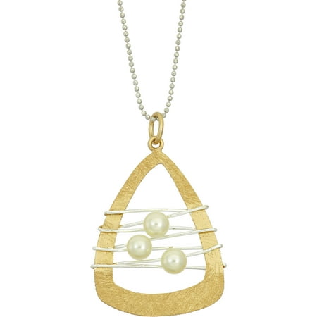 5th & Main Sterling Silver and 14kt Gold-Plated Dream Catcher with Pearl Pendant Necklace