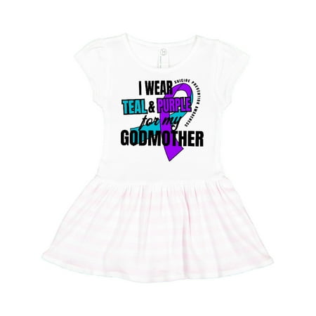 

Inktastic Suicide Prevention I Wear Teal and Purple for My Godmother Gift Toddler Girl Dress
