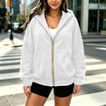 thumbnail image 4 of WQNVRNR Womens Zip Up Hoodie Sweatshirt Long Sleeve Fall Oversized Casual Hooded Jacket with Pockets White M, 4 of 8