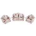 thumbnail image 2 of 1/12 Scale Flower Pattern Mini Furniture Sofa Set With Back Cushions - Exquisite Dollhouse Accessory for 1/12 Scale Dollhouse or Doll, 2 of 8