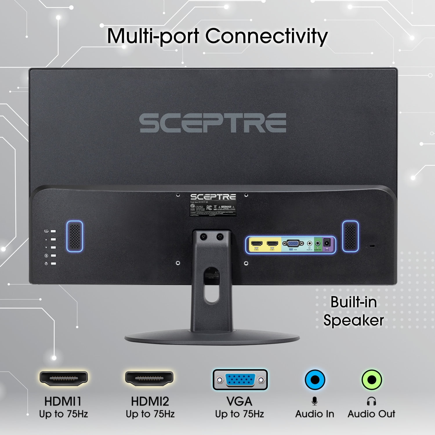 Sceptre 22" FHD LED Computer Monitor, Black, E225W-19203R