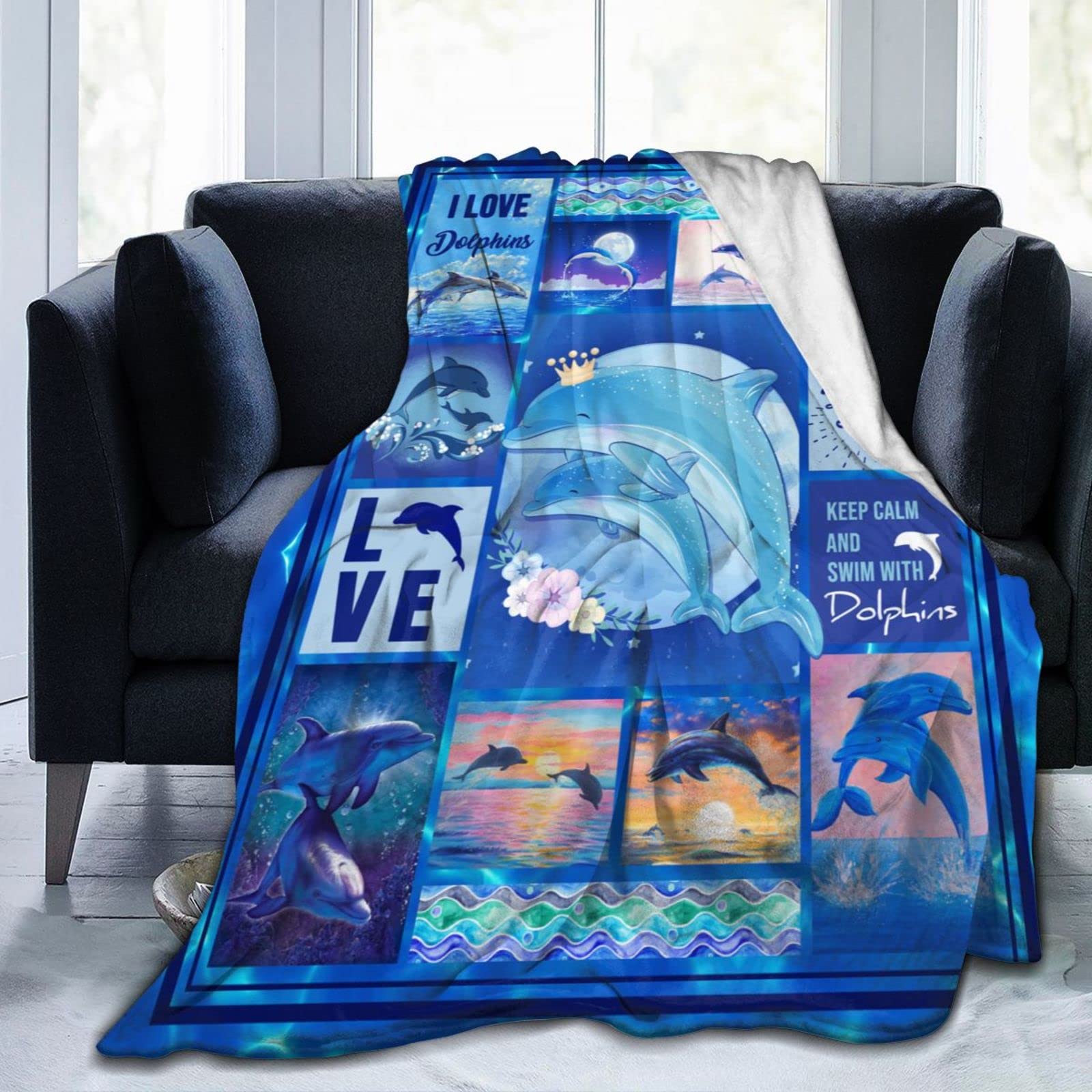 Fantasy Dolphin Throw Blanket Adorable Soft Large Dolphin Blanket for