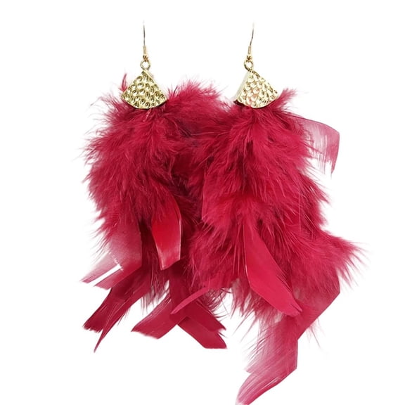 Osdhezcn Bohemian Style Feather Earrings Handmade Lightweight Fringe Dangle Jewelry Accessory