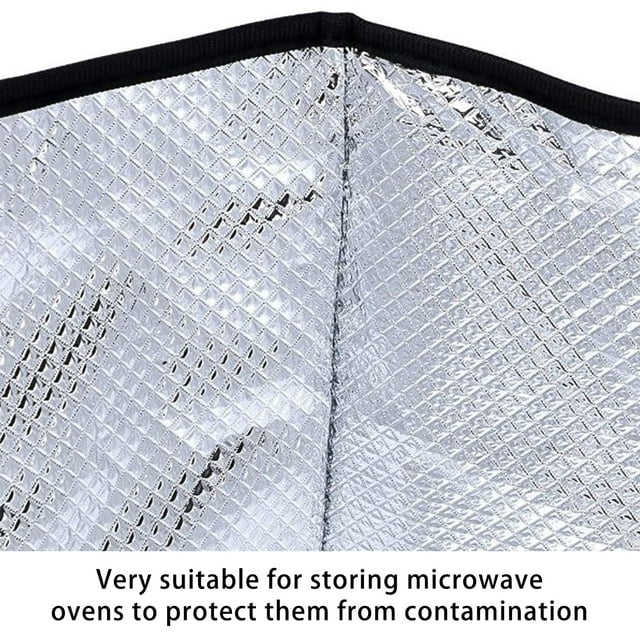 Microwave Cover Cloth Black Polyester Microwave Oven Waterproof Dust Cover with Portable Handle Electric Microwave Protector for Home Kitchen