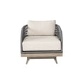 thumbnail image 2 of Orbit Swivel Outdoor Patio Chair in Weathered Eucalyptus Wood with Gray Rope and Taupe Olefin Cushions, 2 of 13
