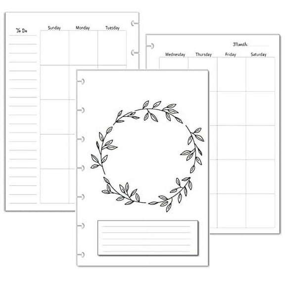 Undated Monthly Calendar Refills for 7 Disc Planners (Flora)
