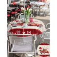 thumbnail image 4 of Outdoor Tablecloth with Umbrella Hole and Zipper, Roses Valentine's Day Round Table Cloth 54 Inch Waterproof Tablecloth, Love Heart Romantic Roses Floral Picnic Table Cover for Patio Camping, 4 of 7