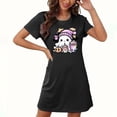 thumbnail image 5 of Sakmal Womens Nightgown Soft Cute Halloween Nightshirt Black Ghost Print Short Sleeve Nightgowns, 5 of 5