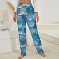 thumbnail image 3 of Blue Mermaid Scale Glitter Print Winter Female Pants Flannel High Waist Women Pants Lady Warm Straight Leg Plush Trousers, 3 of 7