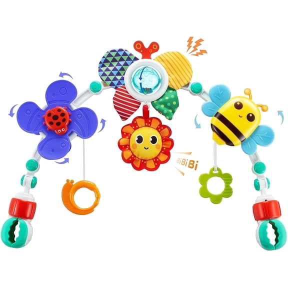 BUTOMKY Adjustable Baby Stroller Arch Toy - Sensory/Musical Activity Toys for Car Seat, Bassinet, Crib & Bouncer, Suitable for Infants 0-18 Months Boys & Girls