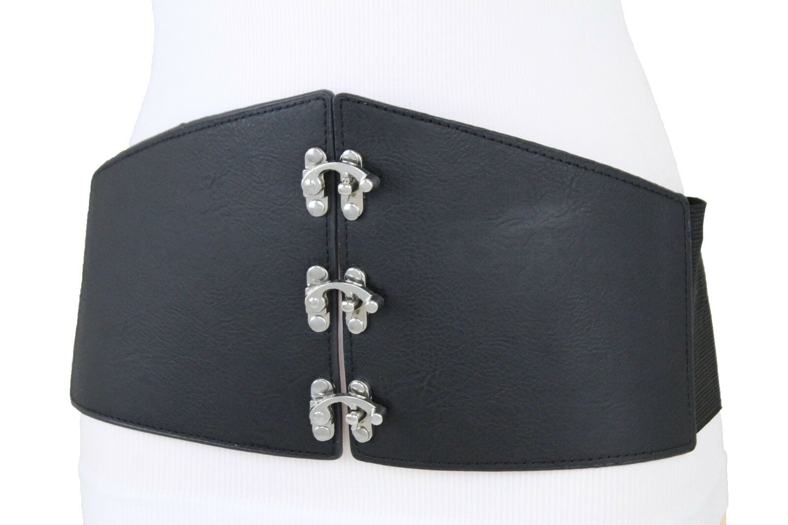 New Women Fashion Silver Metal Spiks Belt Hip High Waist Red Elastic Plus M L XL 