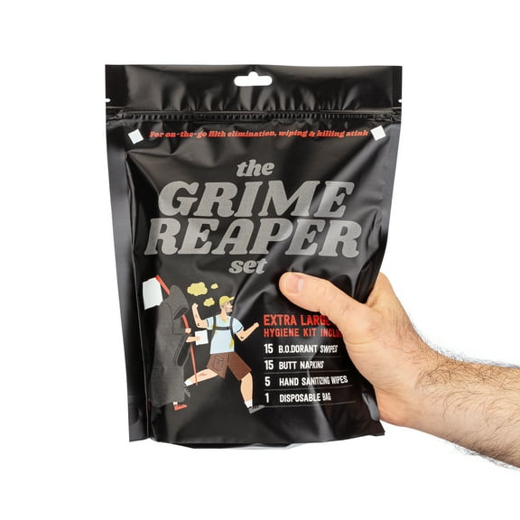 Grime Reaper Set by Butt Napkins, Full-Body Outdoor Hygiene Kit with Wipes for Body, Hands & Cleanup