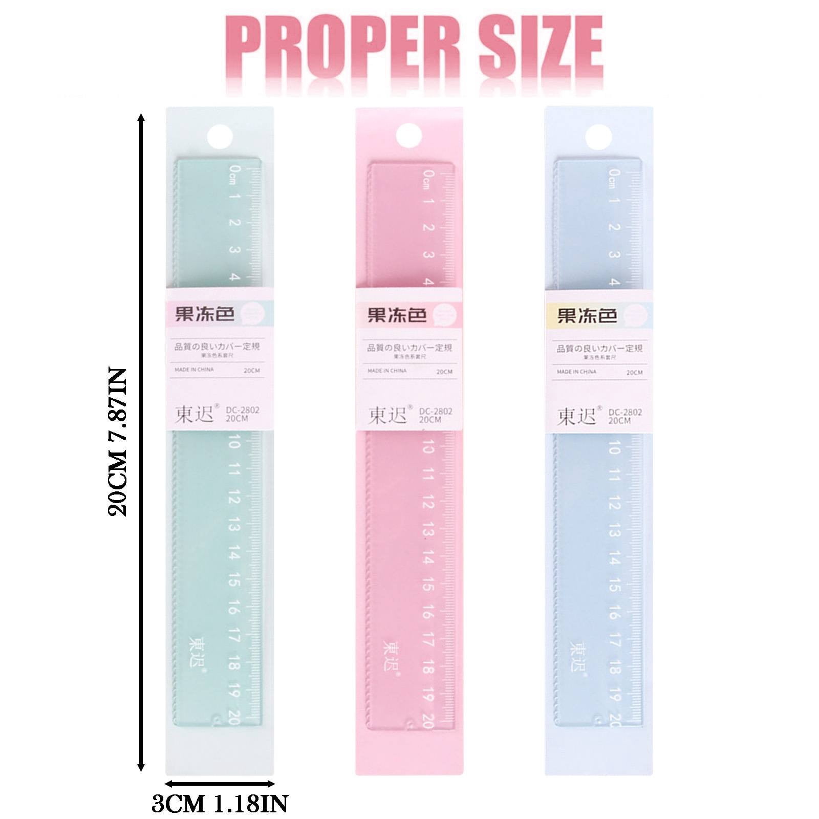 PPKVUFD 1Pc Plastic Ruler Straight Ruler Plastic Measuring Tool 20cm, Creative Jelly Colored Transparent Ruler (02-Pink)