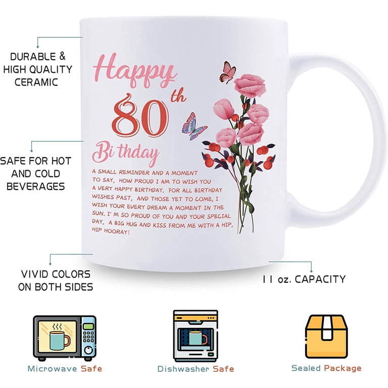 80th Birthday Gifts for Women - Happy 80th Birthday Mug for Women - 80th  Birthday Gifts for Grandma Mom Friend Sister Aunt Coworker - 11oz Coffee Mug  (80th Birthday Gift) - Walmart.com