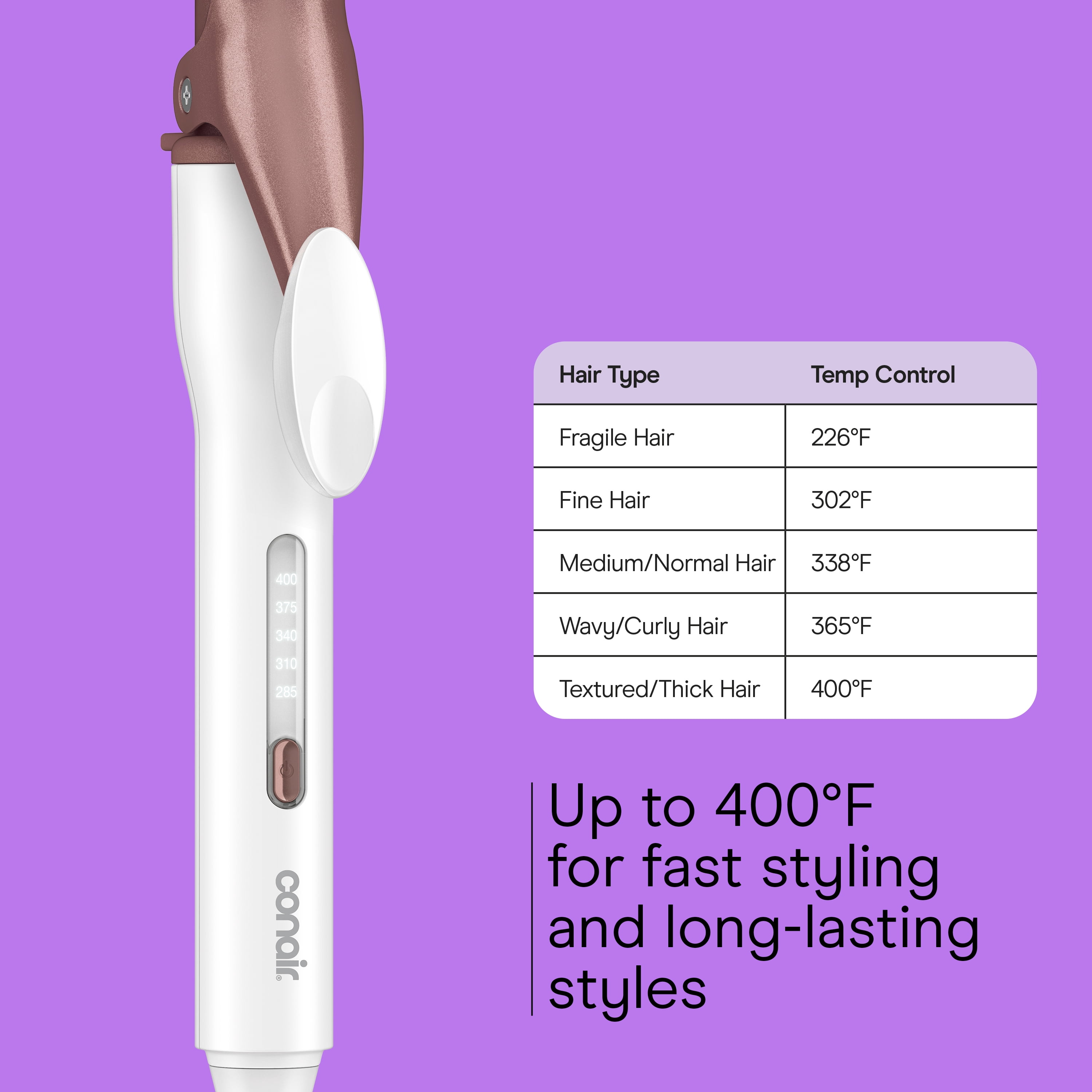 Conair Double Ceramic Curling Iron, 1” Barrel, Classic Curls, 5 LED Heat Settings, 1 Count
