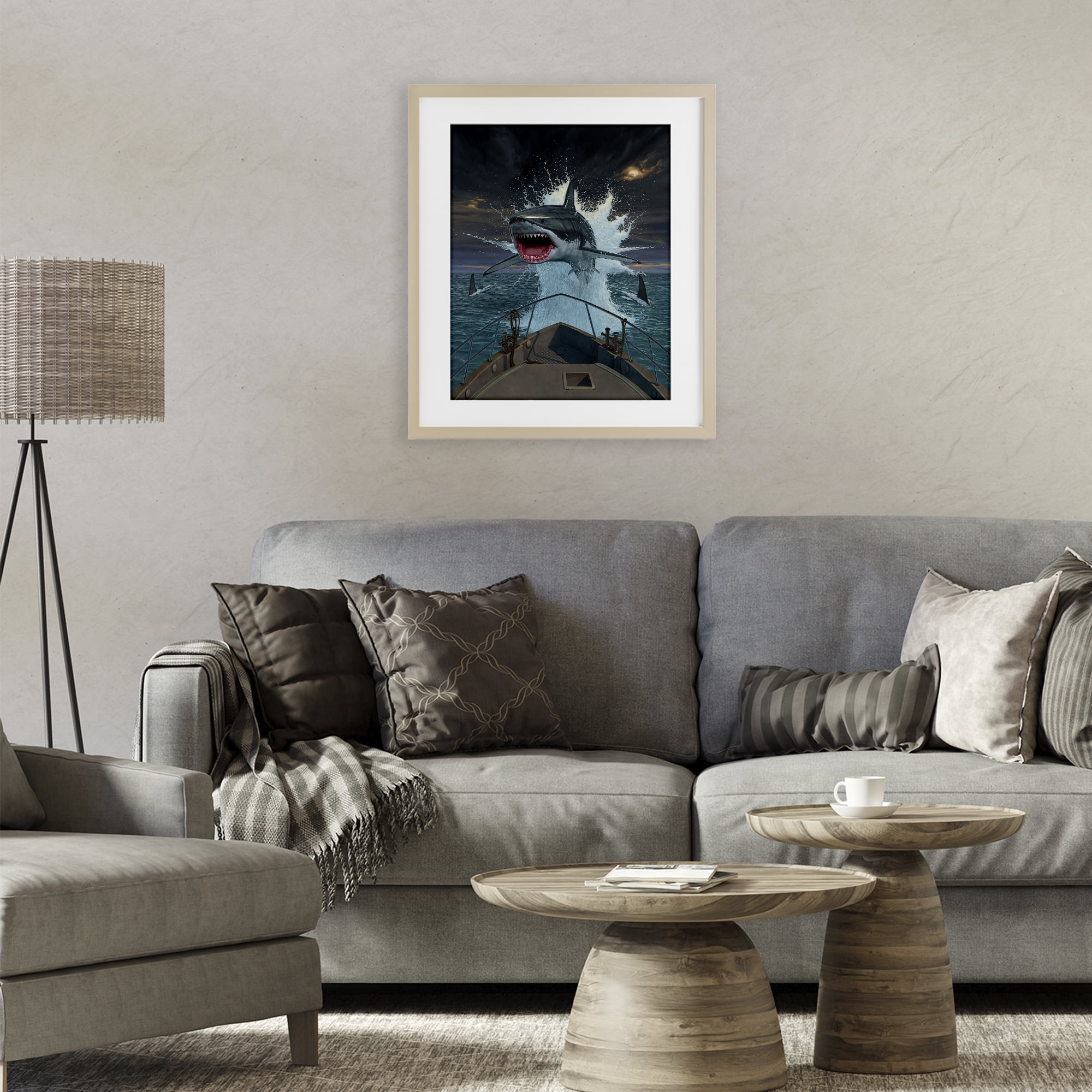 Stupell Industries Fish Out Of Water Birch Framed Print Under Glass, design by Vincent Hie