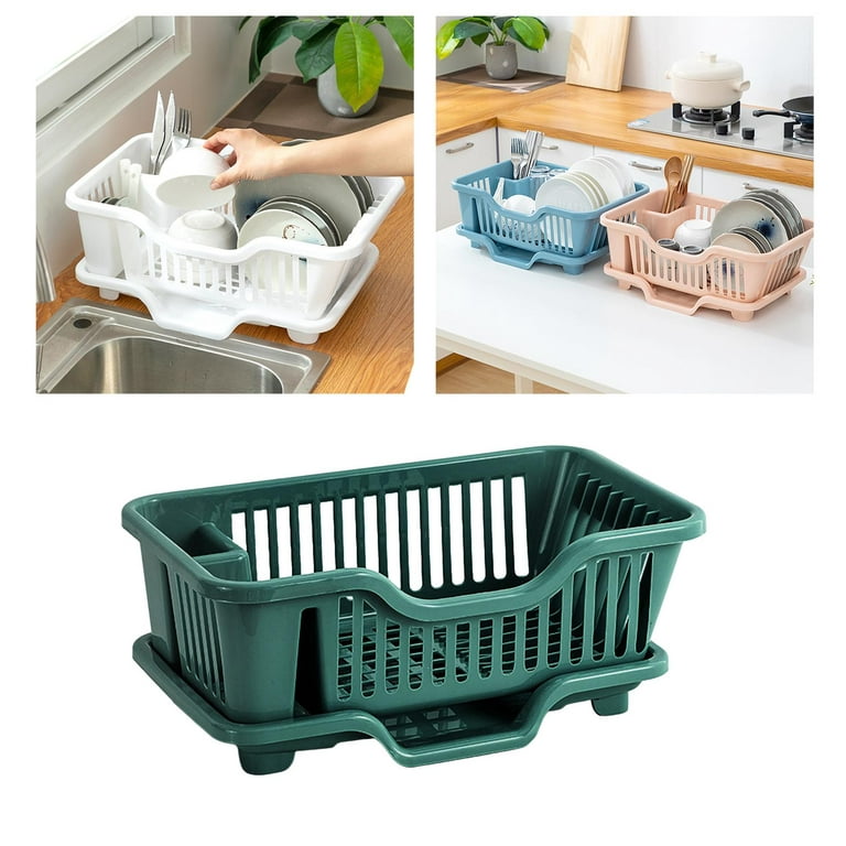  Greenual Teak Dish Drying Rack with Utensil Holder, 3 Tier  Collapsible Dish Rack, Wooden Dish Racks for Kitchen Counter, Large Folding  Drying Holder with Absorbent Dish Drying Mat