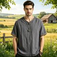 thumbnail image 2 of CUSTG Men Blouse Summer Casual Pullover Tops Tunic Birthday Short Sleeve Solid Color Shirt, 2 of 4